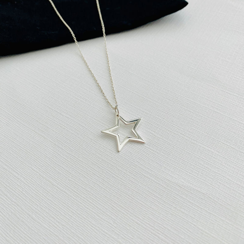 Silver Open Star Necklace - KookyTwo