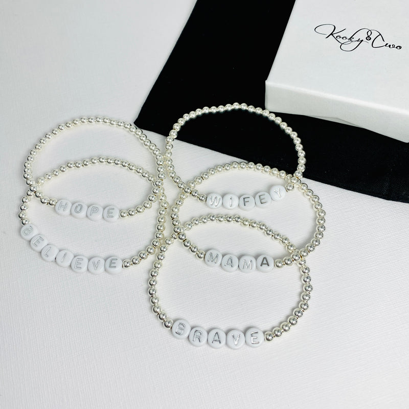 Silver Custom Word Bracelets