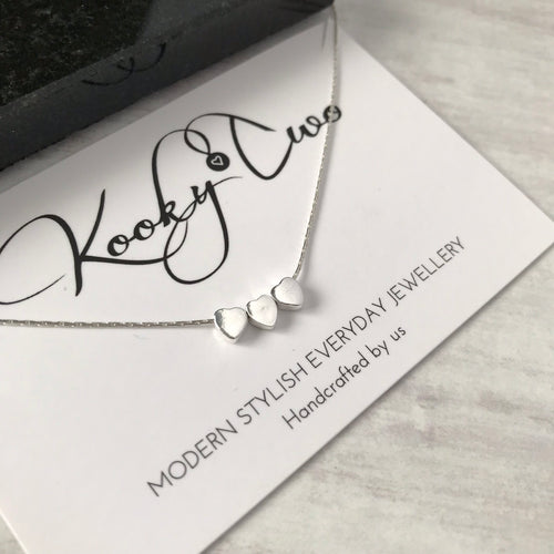 Silver Three Heart Necklace - KookyTwo