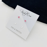 Rose Crystal & Lightning Bolt Earring Set