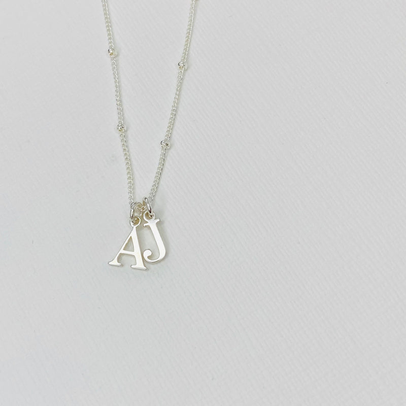 Silver Two Initial Necklace Sterling Silver. KookyTwo