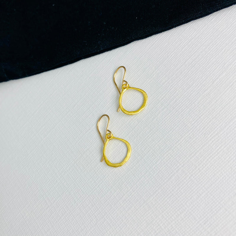 Gold Organic Circle Earrings