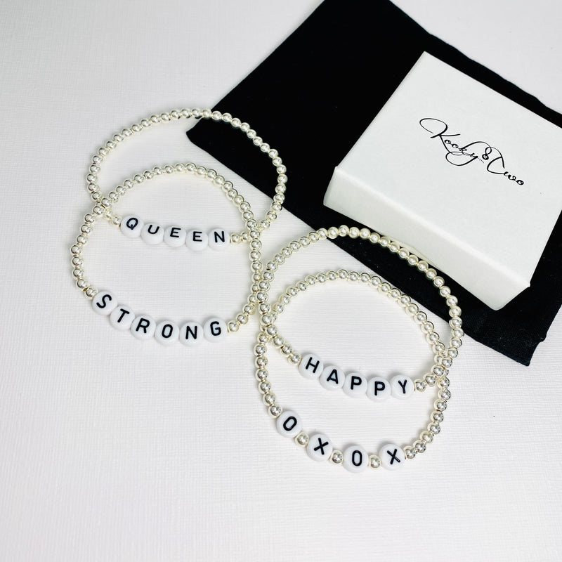 Silver Custom Word Bracelets