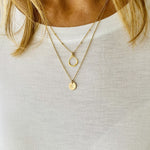 Gold Initial Circle Necklace Set