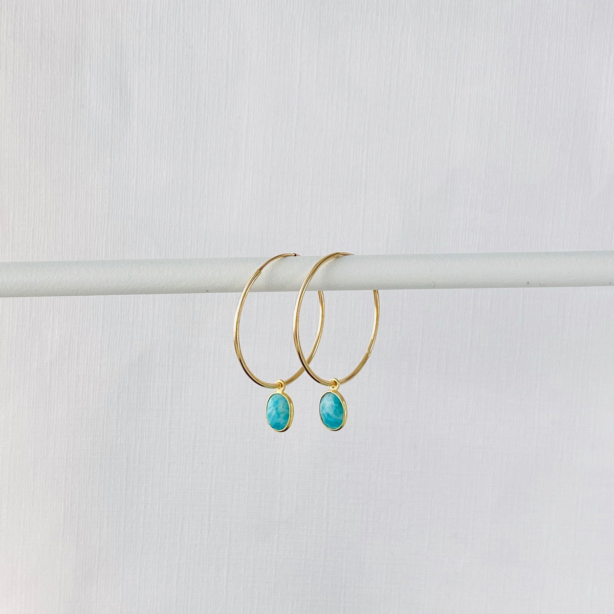 Gold Amazonite Hoop Earrings - KookyTwo