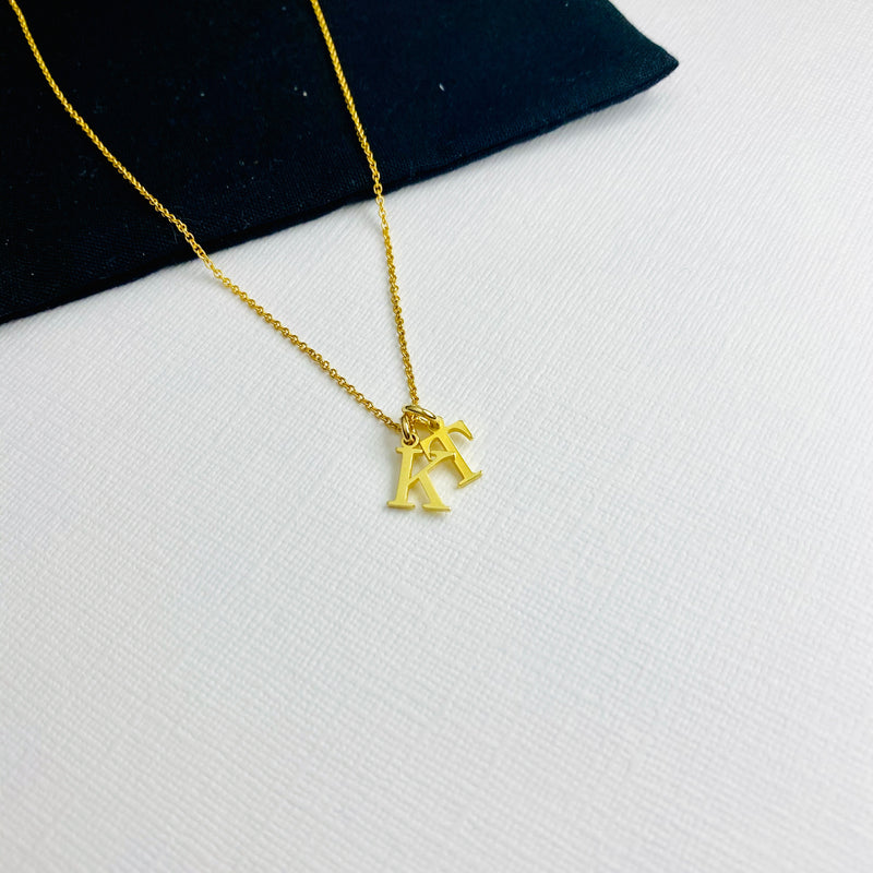 Gold Two Letter Necklace, Gold Two Initial Necklace