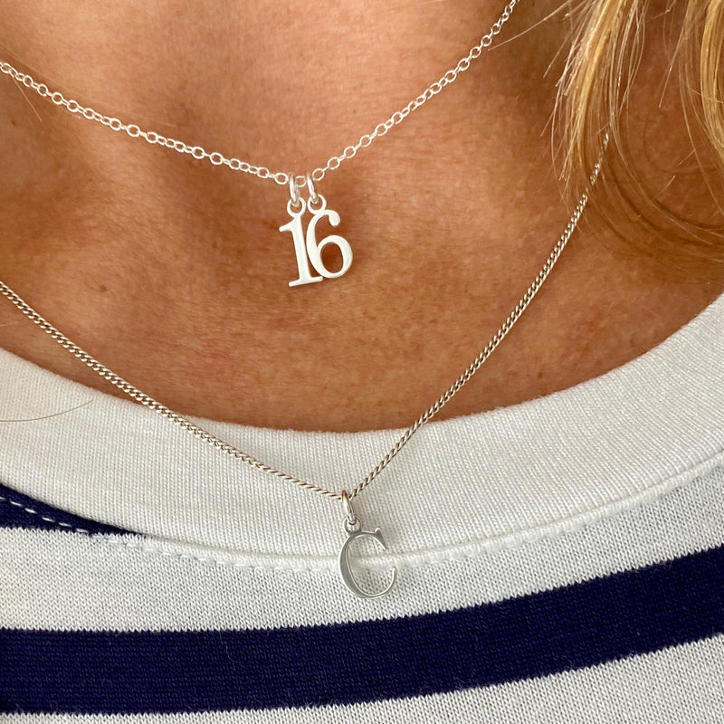 Silver Sweet 16 Birthday Necklace