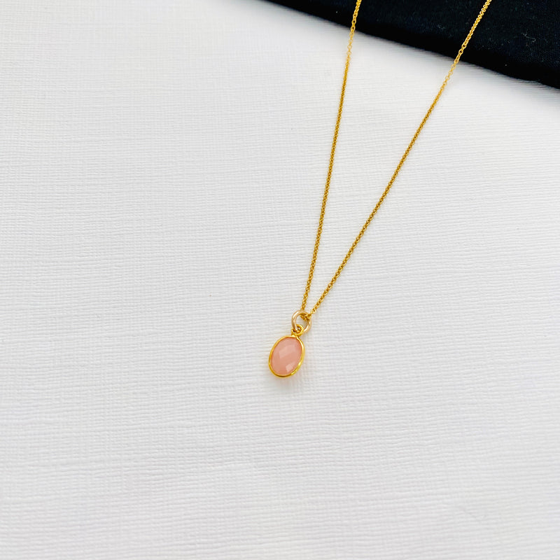 Gold Pink Opal Necklace - KookyTwo