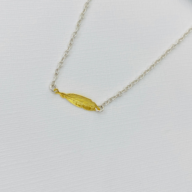 Silver and Gold Feather Necklace