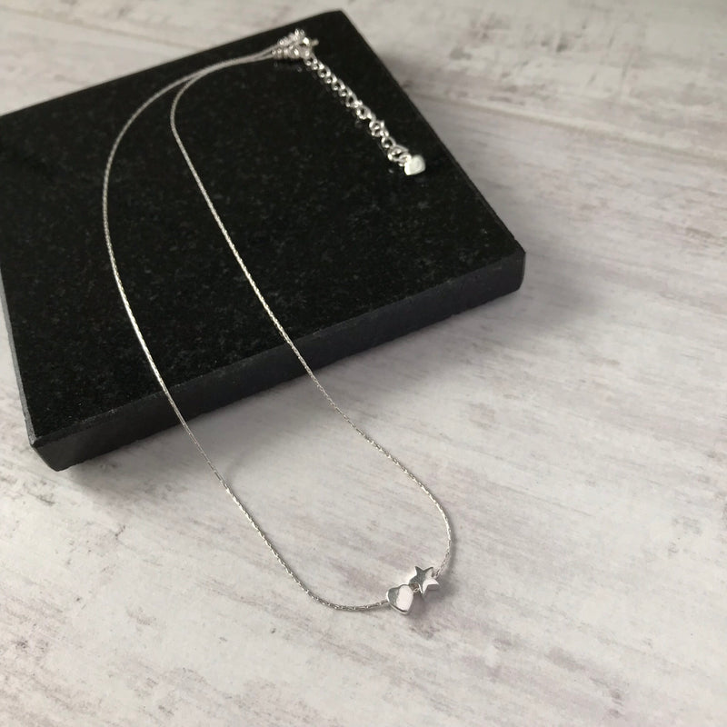 Silver Heart and Star Necklace - KookyTwo