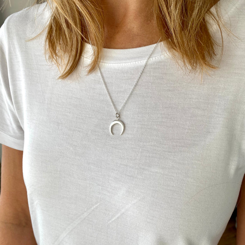 Silver Crescent Necklace - KookyTwo
