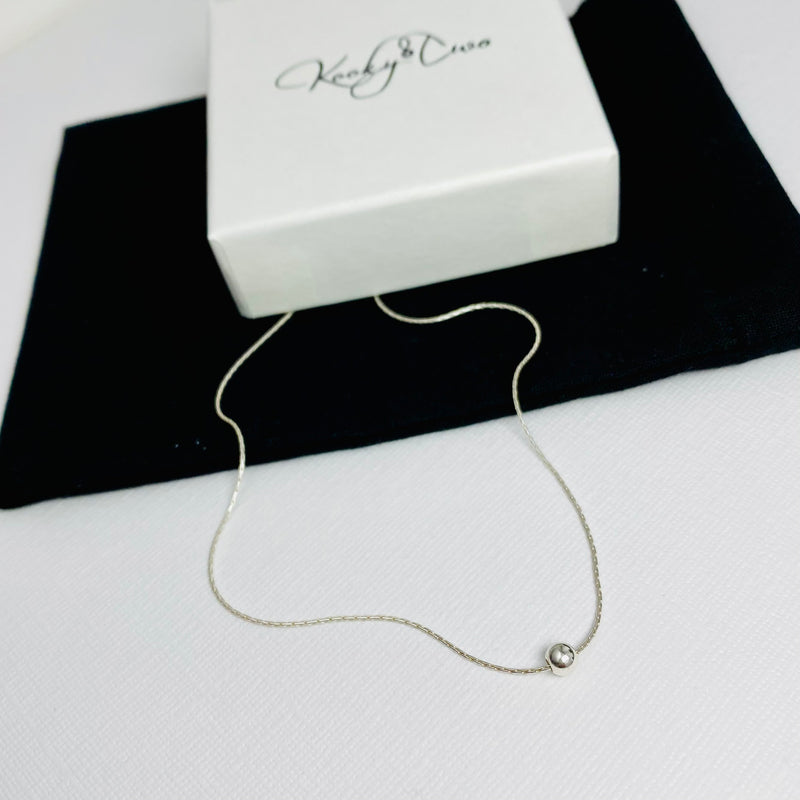 Dainty Silver Bead Necklace - KookyTwo