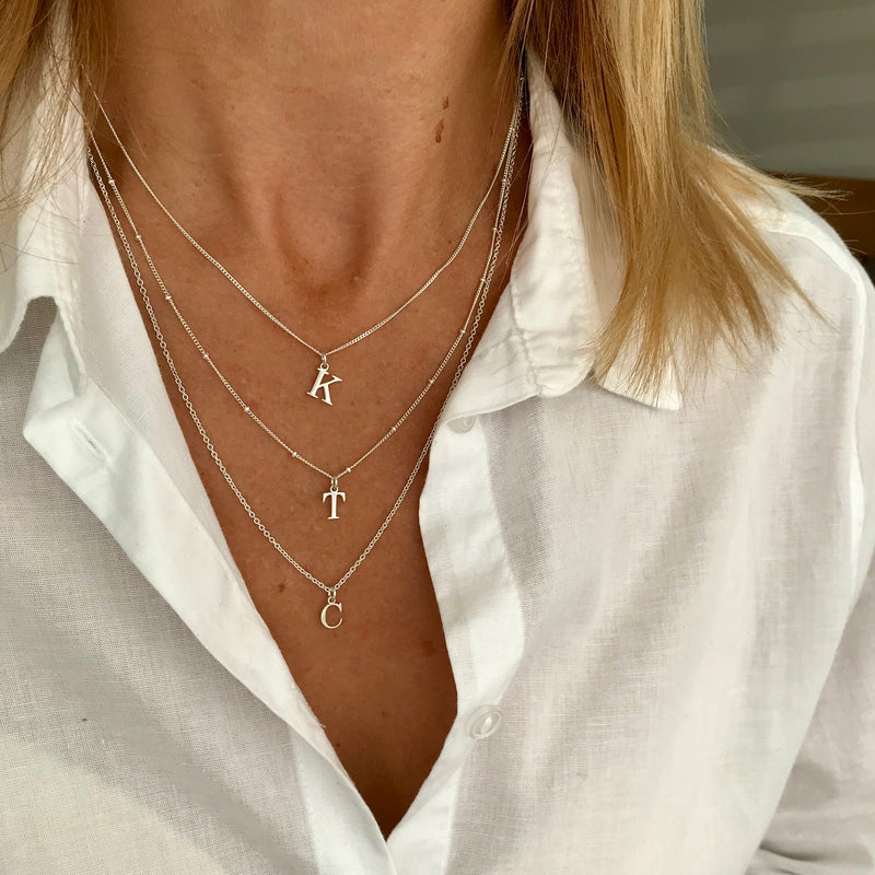 Silver Initial Necklace Luxe Collection