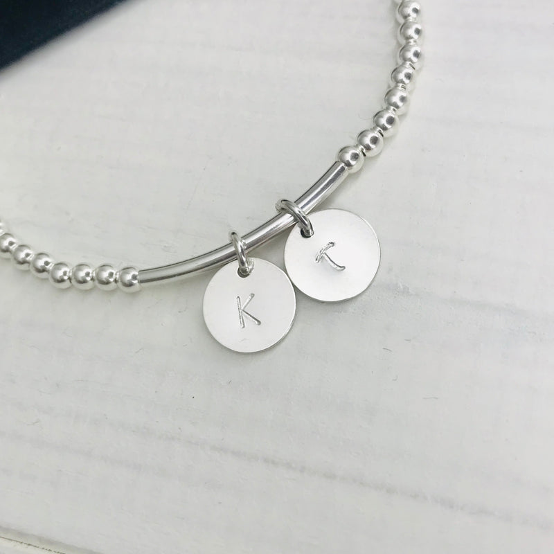 Personalised Silver Initial Disc Bracelet - KookyTwo