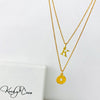 Gold Initial Coin Necklace Set - KookyTwo