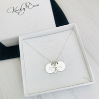 Silver Heart and Two Initial Disc Necklace - KookyTwo