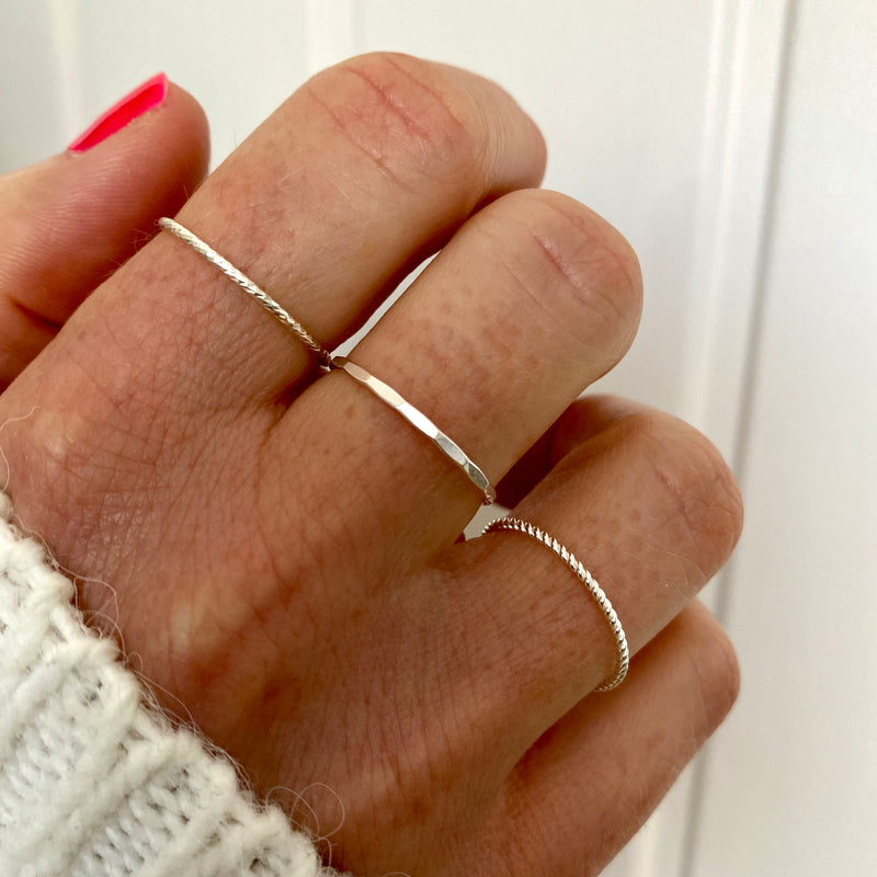 Stackable Ring Set of 4, 925 Sterling Silver Ultra Thin Stacking