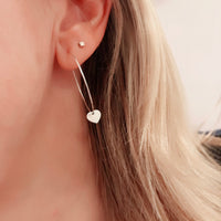 Silver Heart Hoop Earrings - KookyTwo