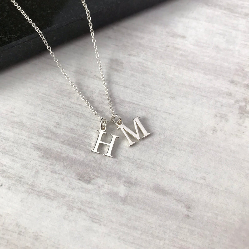 Silver Two Initial Necklace - KookyTwo