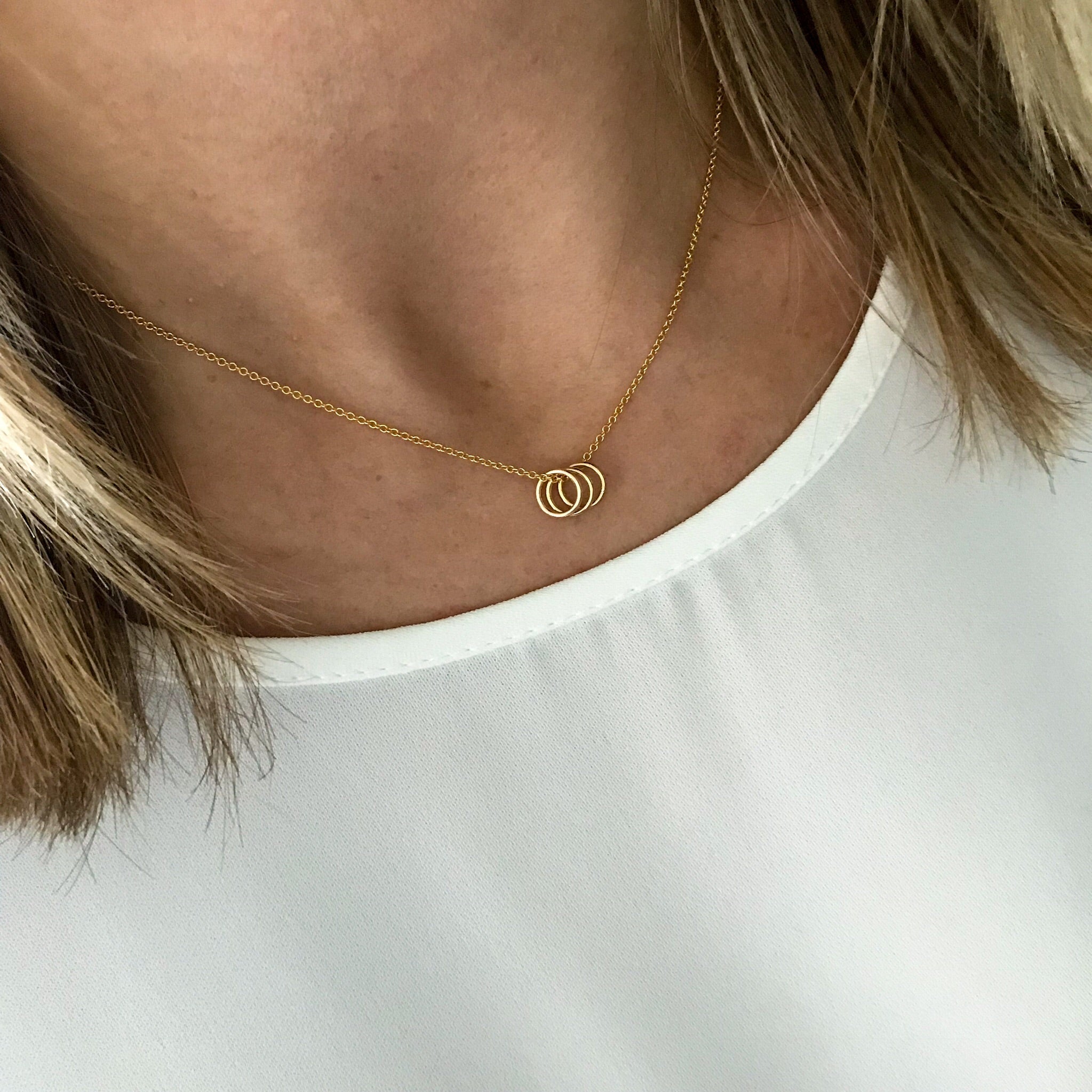 Three Gold Rings Necklace