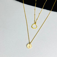 Gold Initial Circle Necklace Set