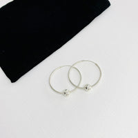 Silver Disco Bead Hoop Earrings