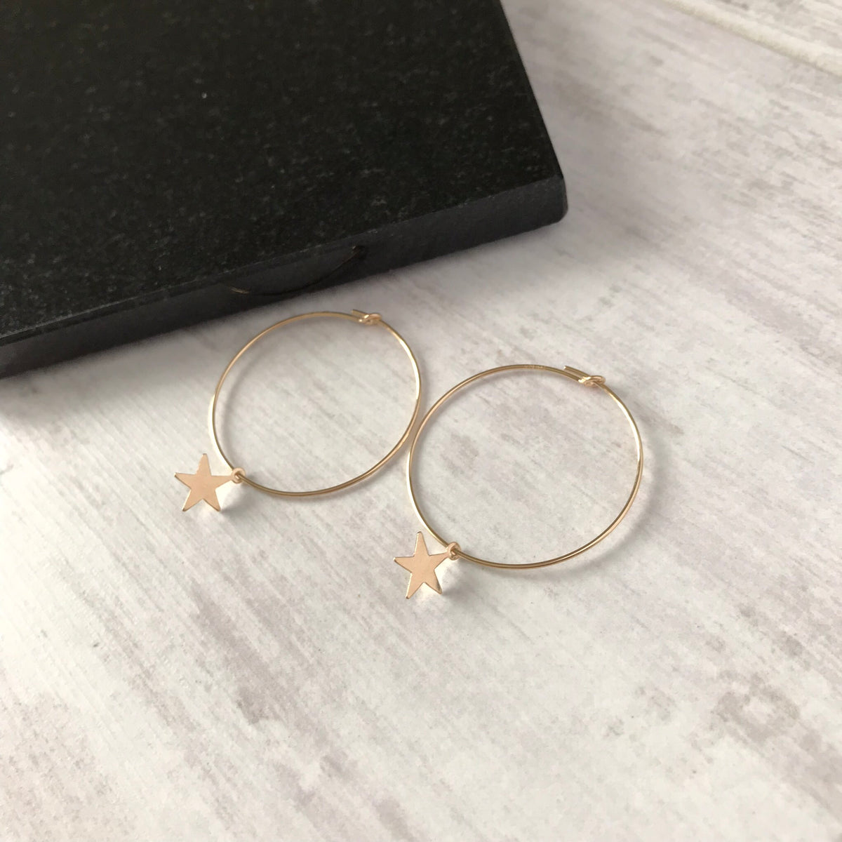 Gold Star Hoop Earrings - KookyTwo