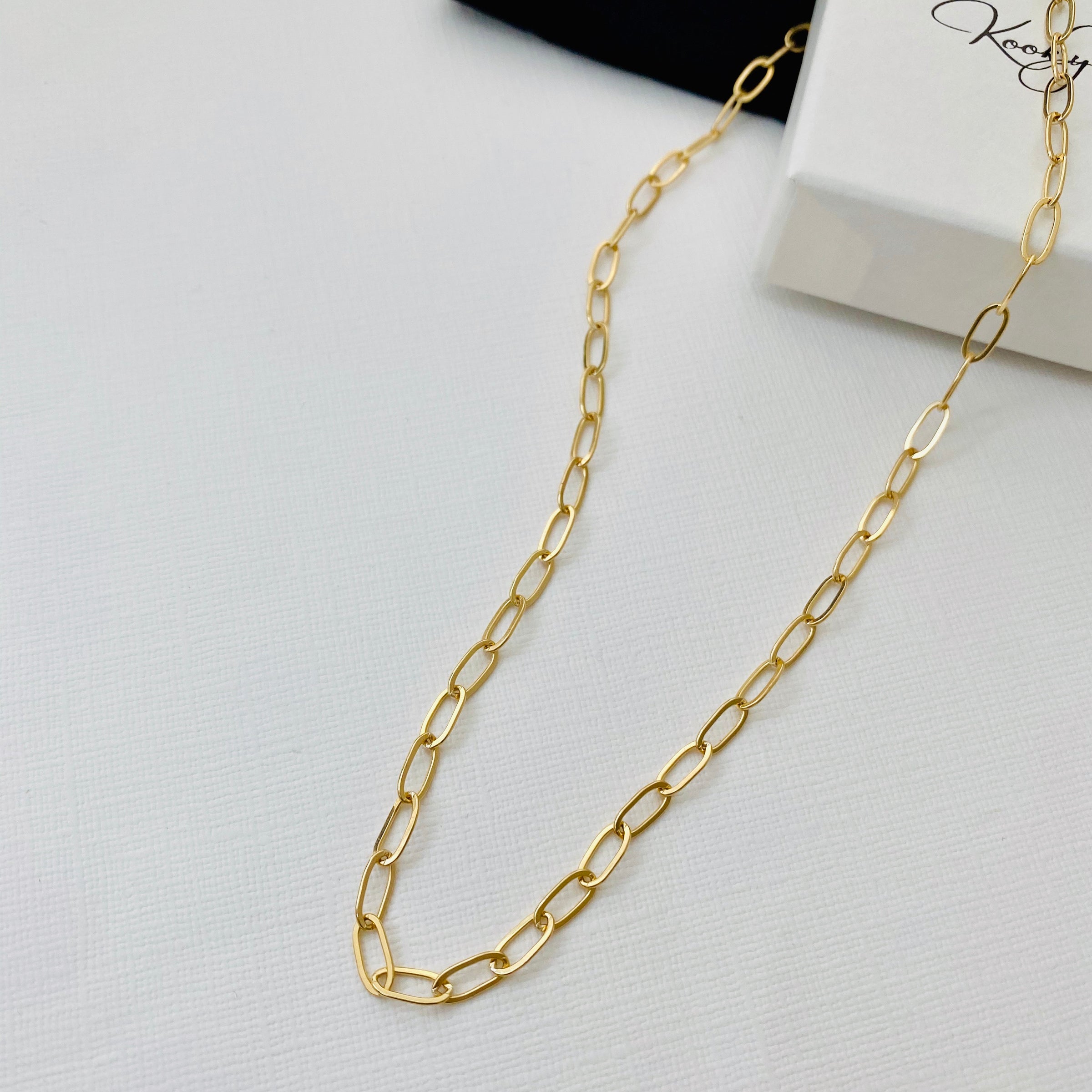 Baby Rectangular Link Chain Necklace with Tusk Clasp | Gabriela Artigas