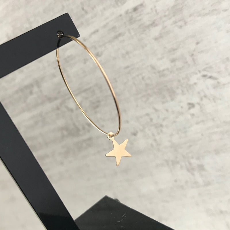 Gold Star Hoop Earrings - KookyTwo