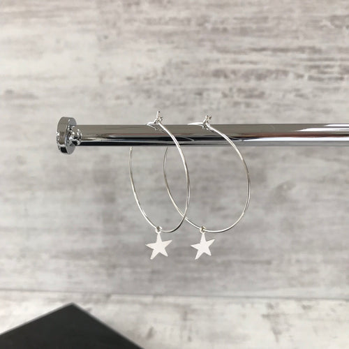 Silver Star Hoop Earrings - KookyTwo