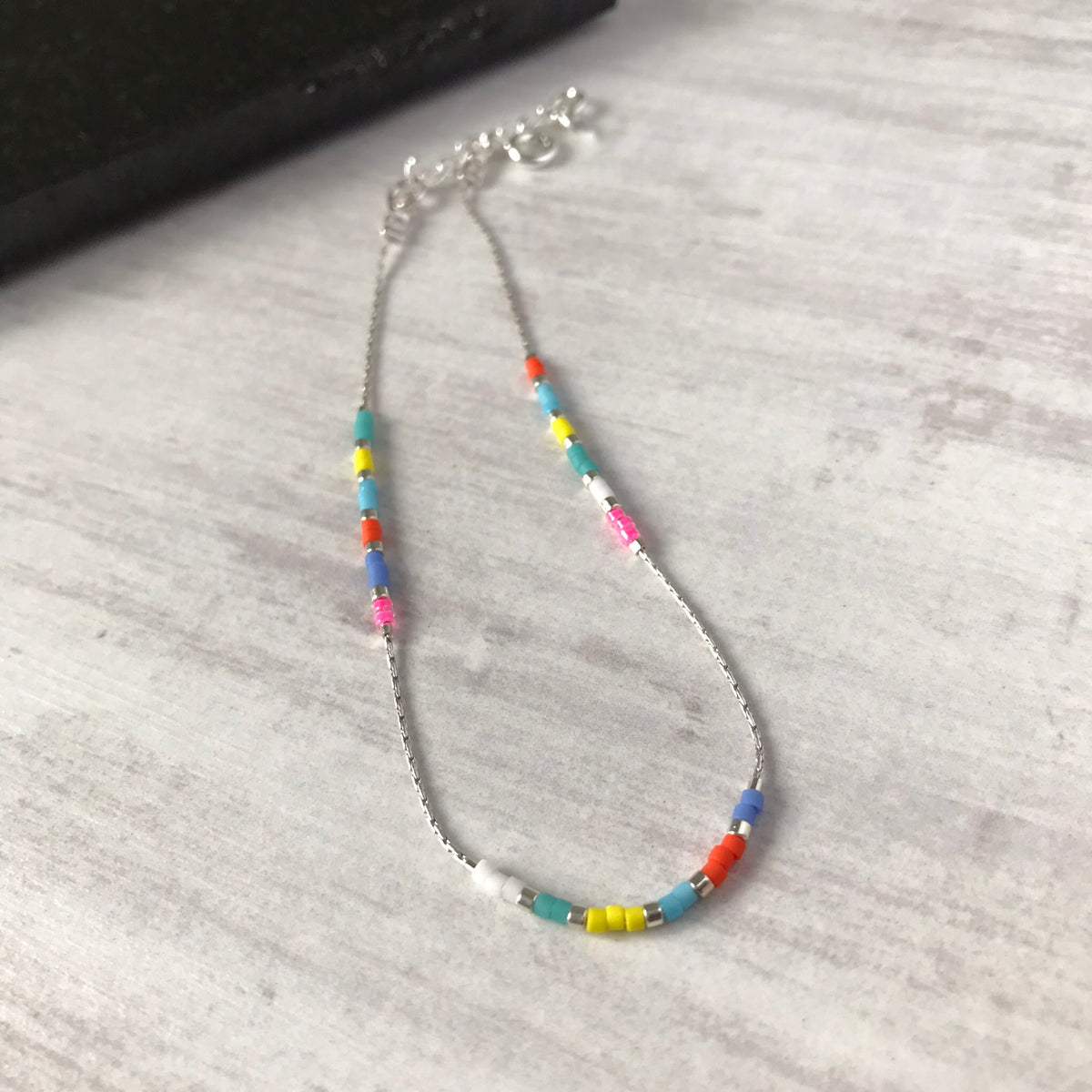 Silver Multi-Colour Bead Anklet - KookyTwo