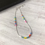 Silver Multi-Colour Bead Anklet - KookyTwo