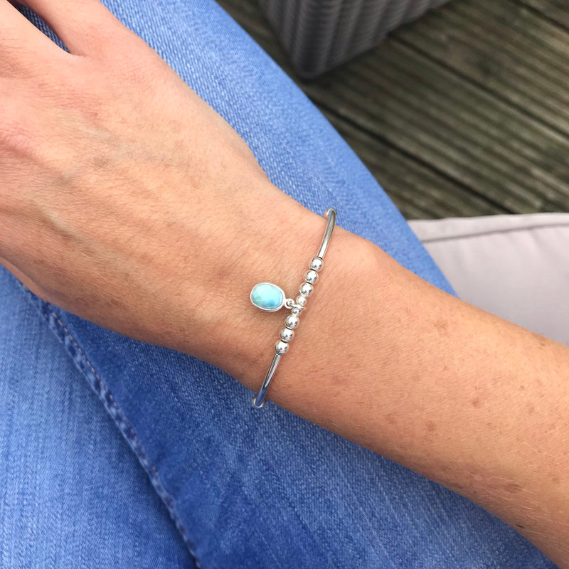 Silver Larimar Gemstone Bracelet - KookyTwo