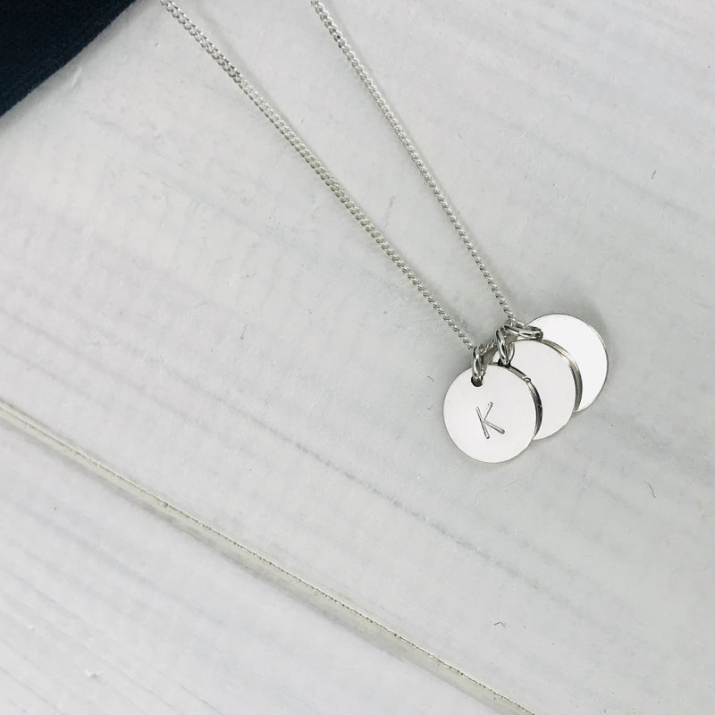 Silver Three Initial Personalised Disc Necklace - KookyTwo