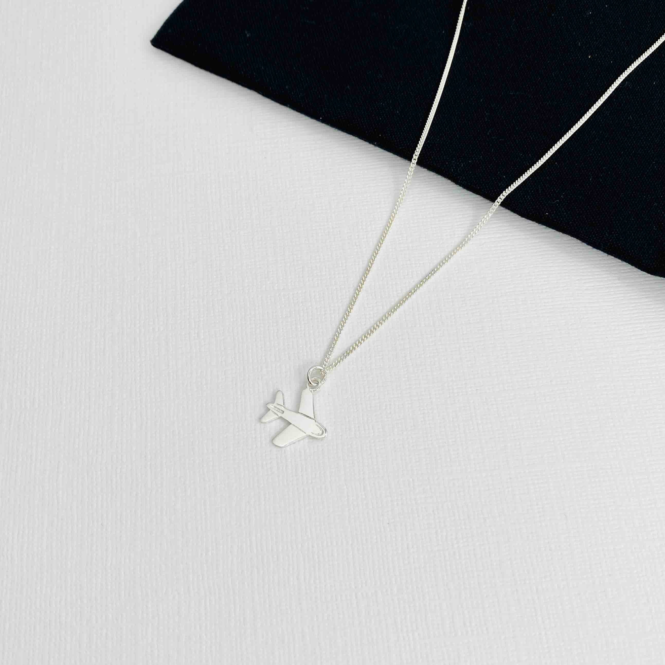 JET Silver Aeroplane Necklace