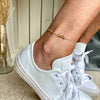 Gold infinity anklet with silver chain and gold infinity charm. Adjustable anklet for beach days.