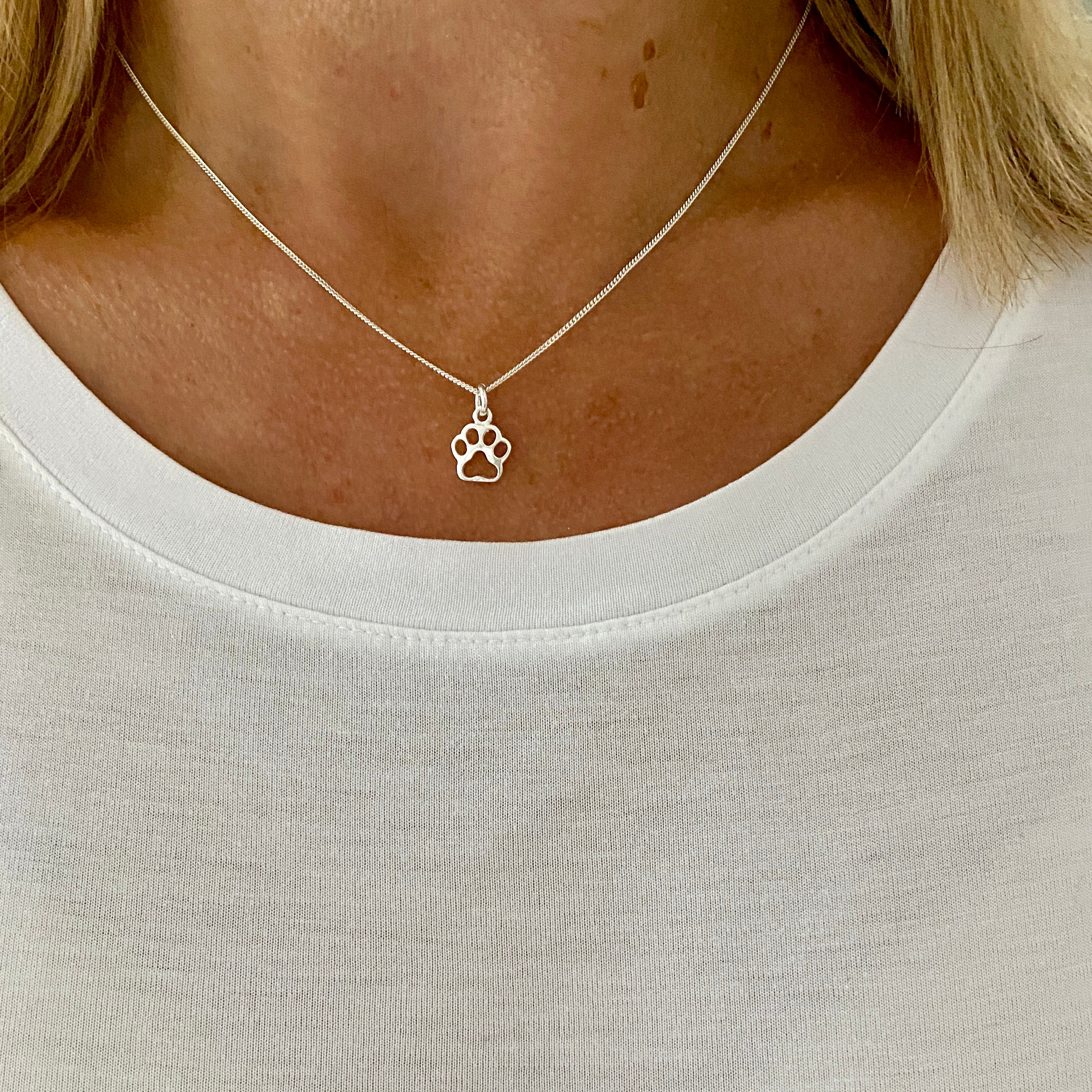 Dog paw necklace silver hotsell