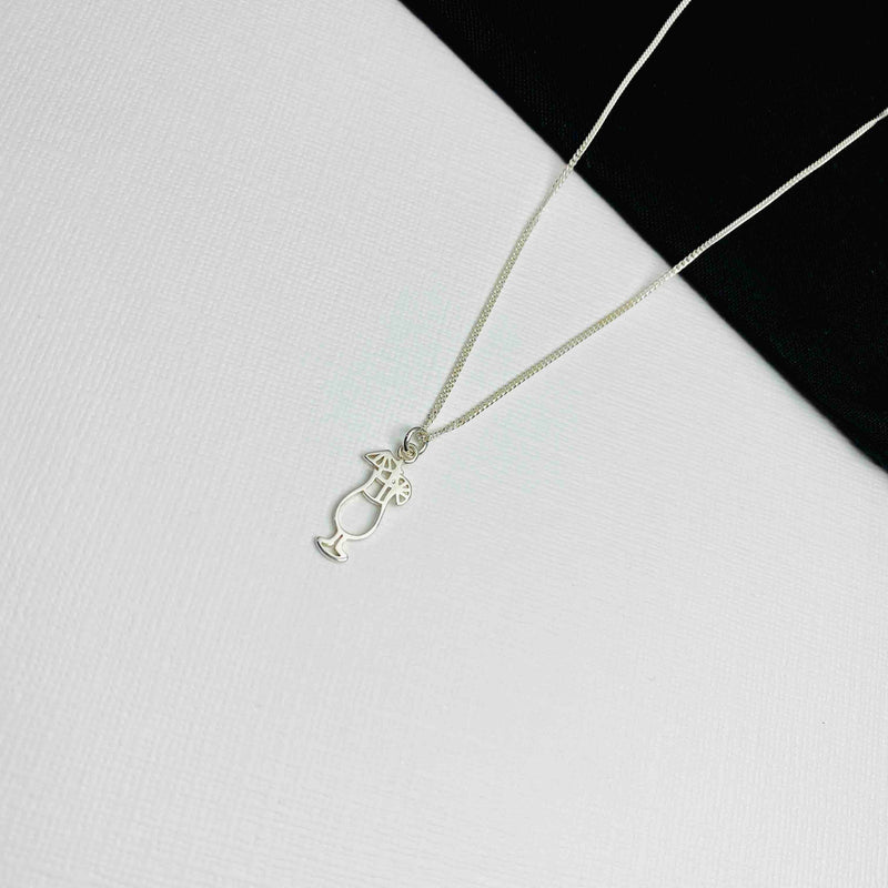 Sterling silver cocktail charm necklace. Cocktail charm gift for her. 