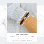 blue and silver bracelet set- Lapis lazuli gemstone bracelet.