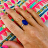 September birthstone jewellery gift. Blue lapis lazuli stone ring. Adjustable sterling silver ring. Adjustable sterling silver gemstone ring. Lapis lazuli gemstone jewellery. Blue ring.