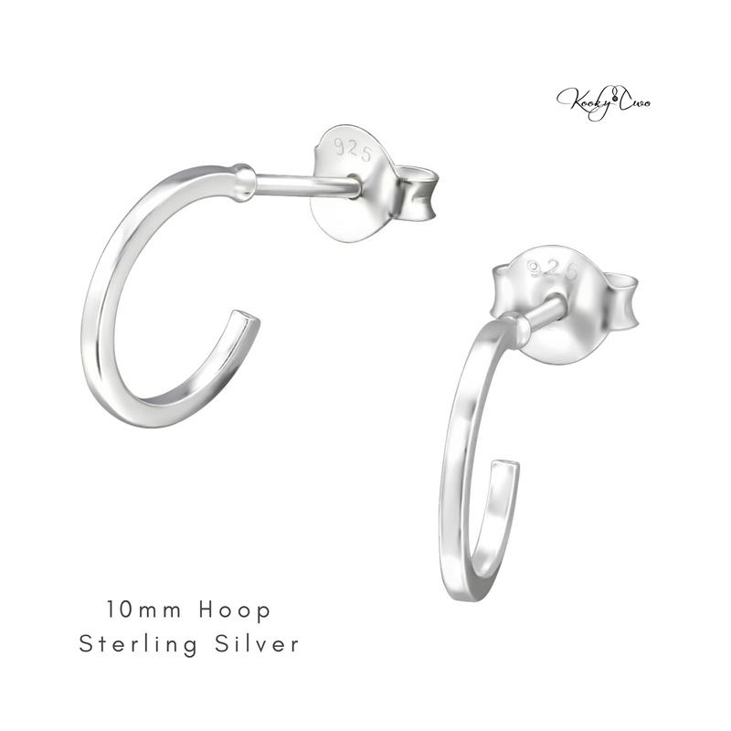 Sterling silver mini hoop earrings, hypoallergenic earrings kind to ears. Teen earring gift. KookyTwo.