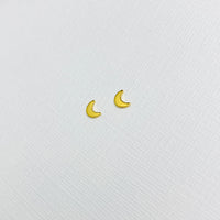 Mini moon stud earrings. Gold moon earrings.