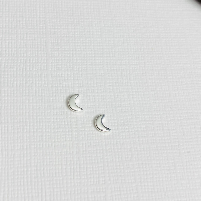 Mini Moon Stud Earrings. Moon Earring Studs. Moon Earrings.