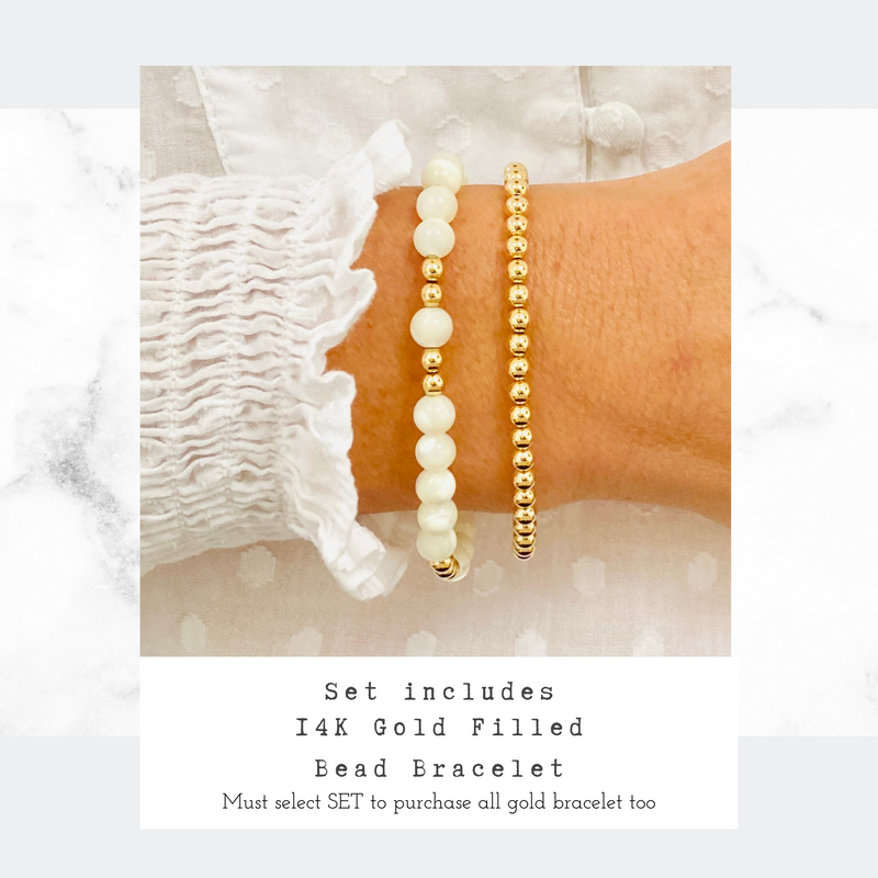 Mother of Pearl Bracelets with Gold Accent | Solo or Stack Set