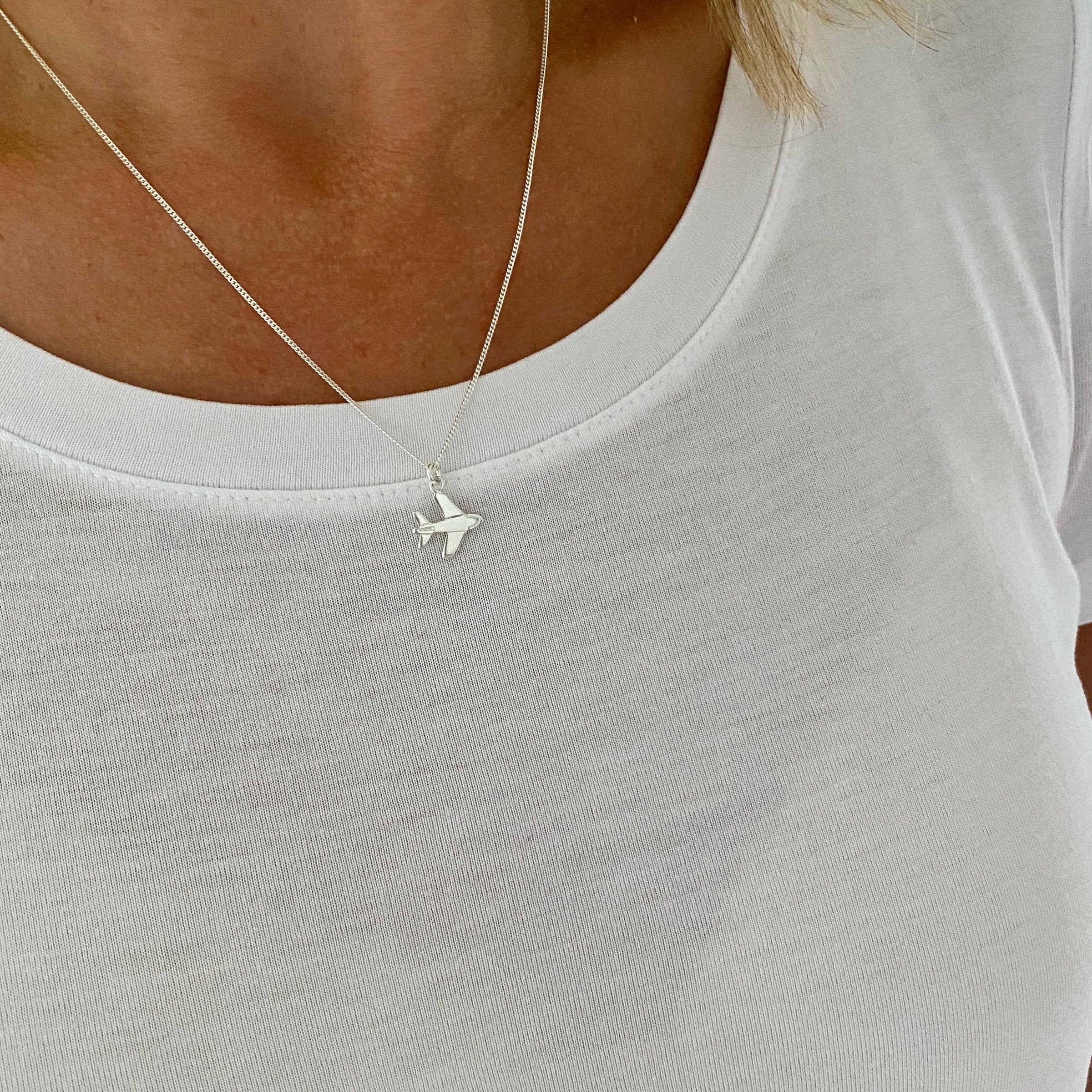 Flight Attendant Airplane Jewelry Charm Planet Necklace 18K Gold