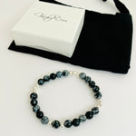 Snowflake Obsidian Bracelet with Silver Accent | Solo or Stack Set