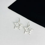 Silver Open Star Drop Earrings