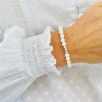 Mother of Pearl Bracelet. Sterling Silver Bracelet with Mother of Pearl Beads