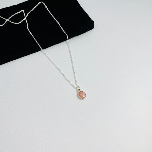 Silver Pink Opal Necklace