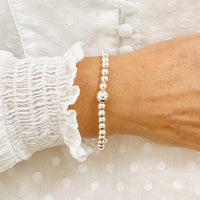 Sterling Silver Bead Bracelet. Silver Ball Bracelet. Silver Hand beaded Bracelet.